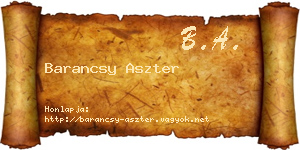 Barancsy Aszter névjegykártya